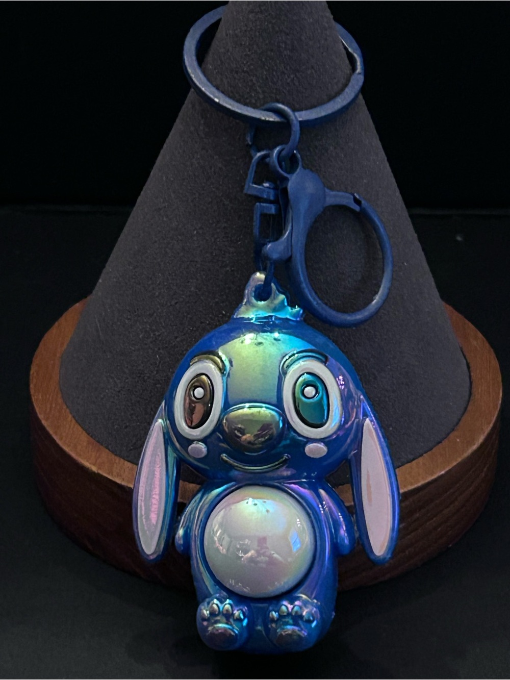 Disney Blue Lilo & Stitch Character Backpack Charm Keychain w/Blinking Light NEW